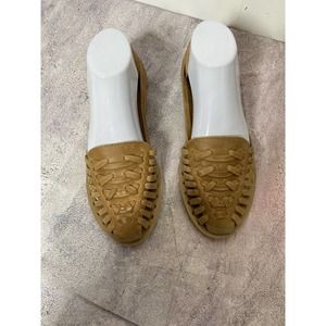 Nisolo Womens Huarache Flats Shoes Size 8.5 Leather Slip On Closed Toe Almond